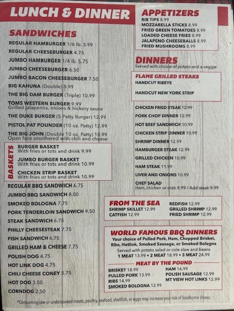 Pistol Pat's Family Diner on honey creek - Menu Scan 2